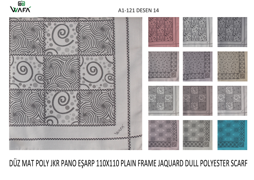 Düz Pano Jakar Mat Polyester Saten Eşarp A1-121-14