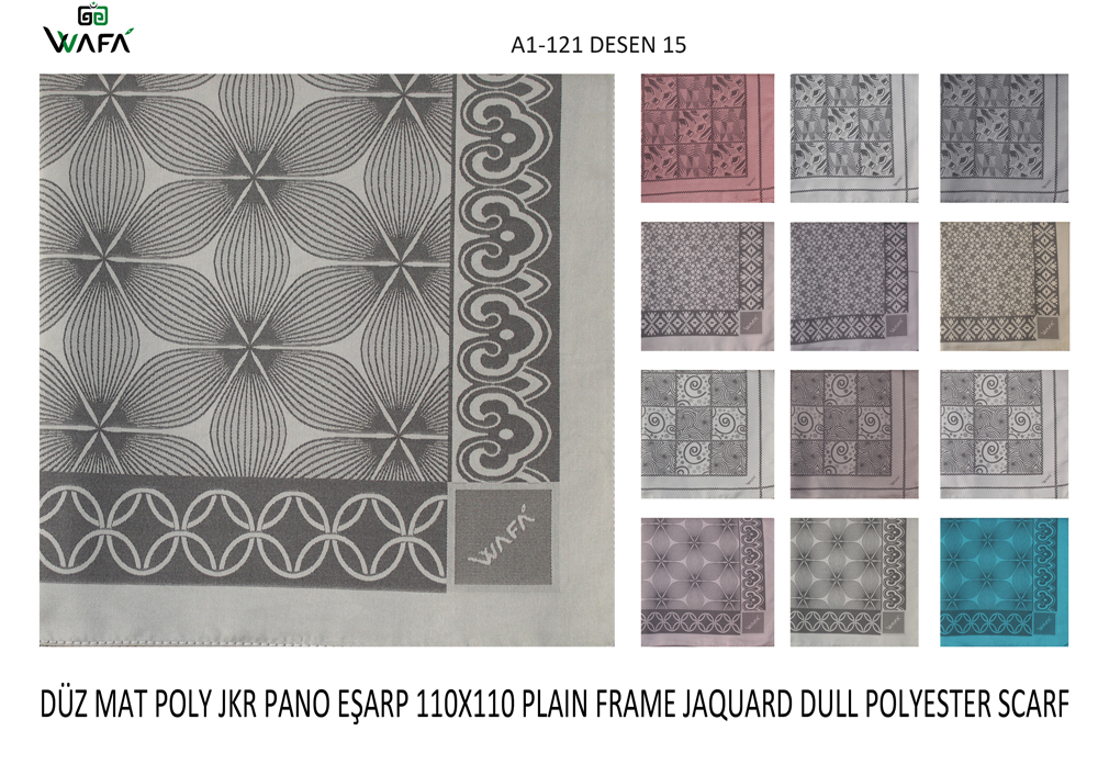 Düz Pano Jakar Mat Polyester Saten Eşarp A1-121-15