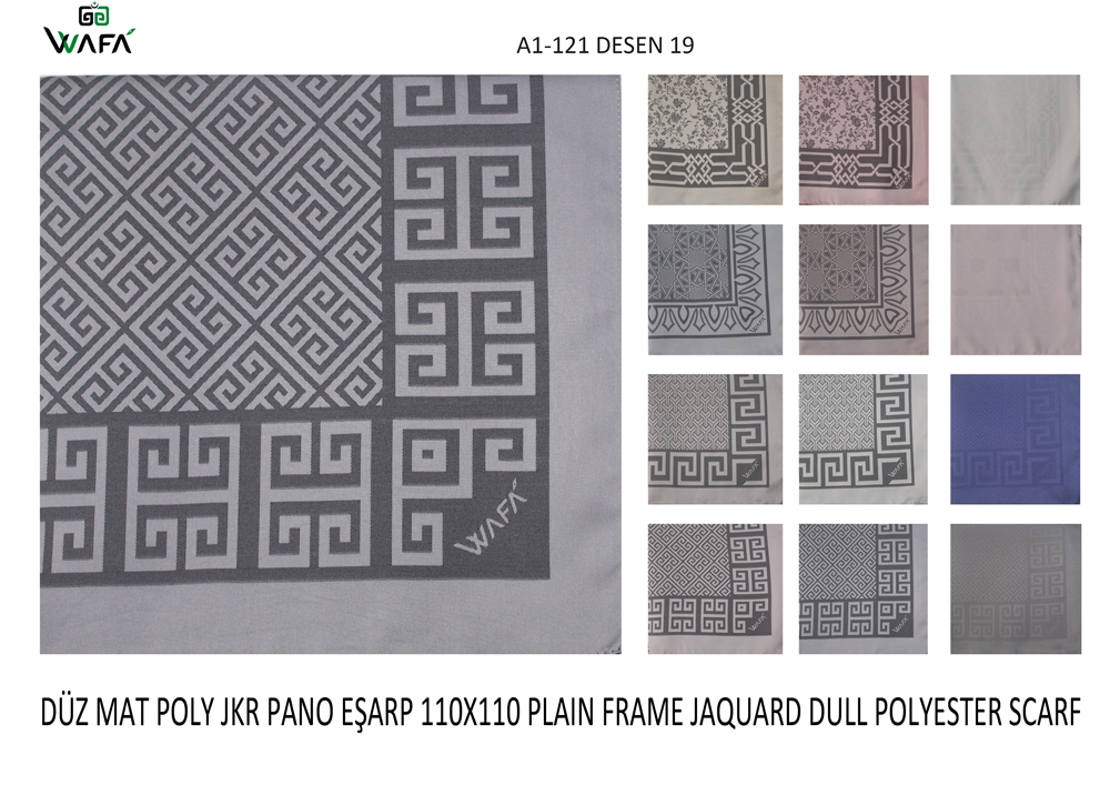 Düz Pano Jakar Mat Polyester Saten Eşarp A1-121-19