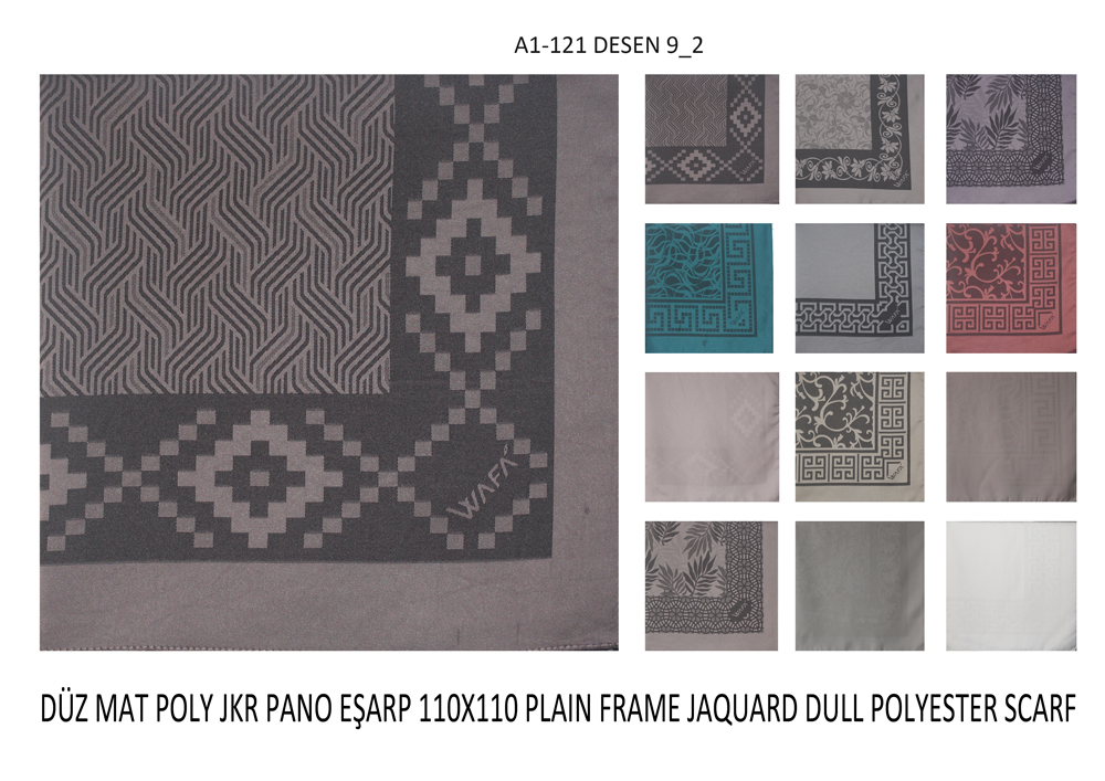 Düz Pano Jakar Mat Polyester Saten Eşarp A1-121-9-2
