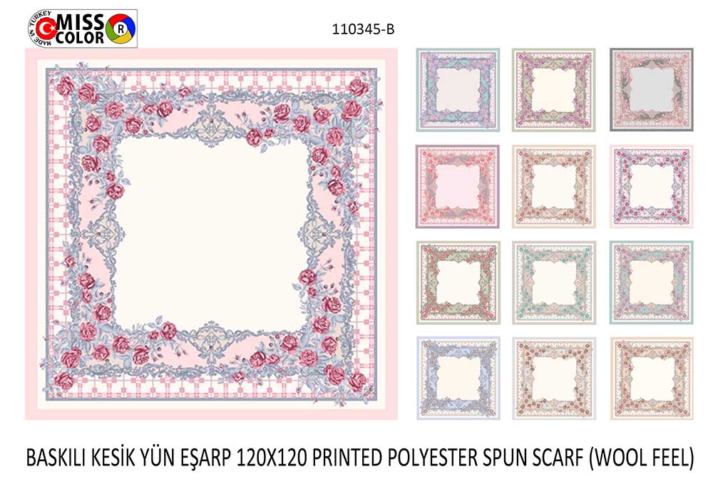 Baskılı Kesik Yün Eşarp 110345-B