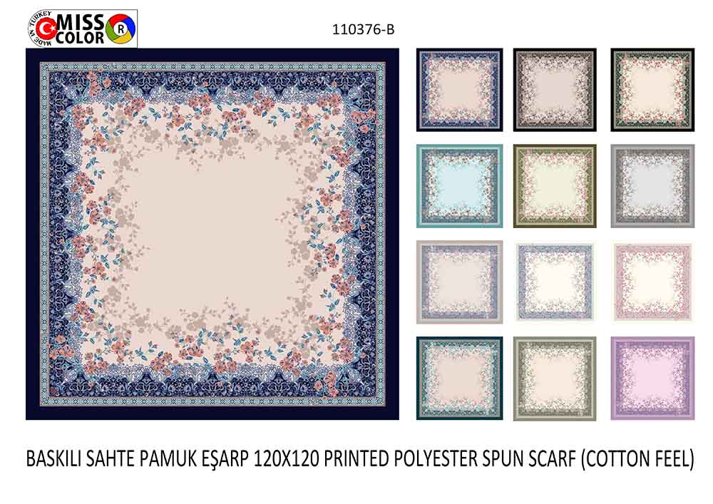 Baskılı Sahte Pamuk Eşarp 110376-B