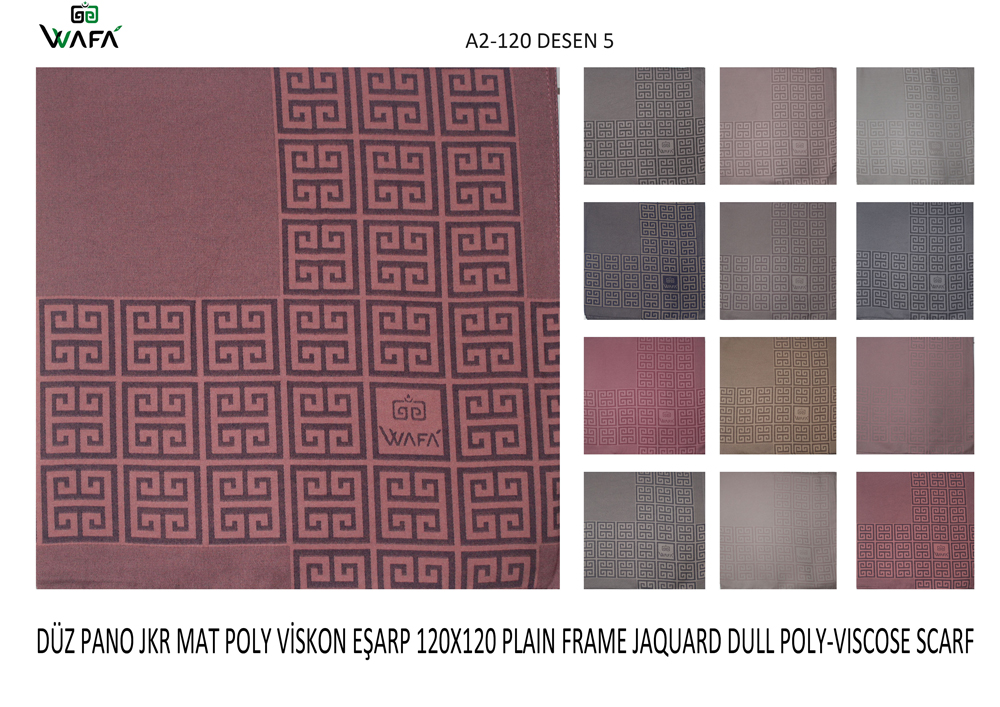 Düz Pano Jakar Mat Polyester Viskon Eşarp A2-120-5