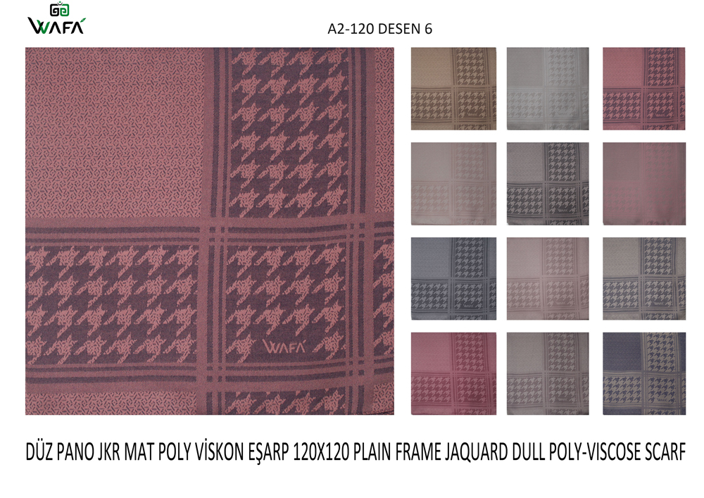 Düz Pano Jakar Mat Polyester Viskon Eşarp A2-120-6