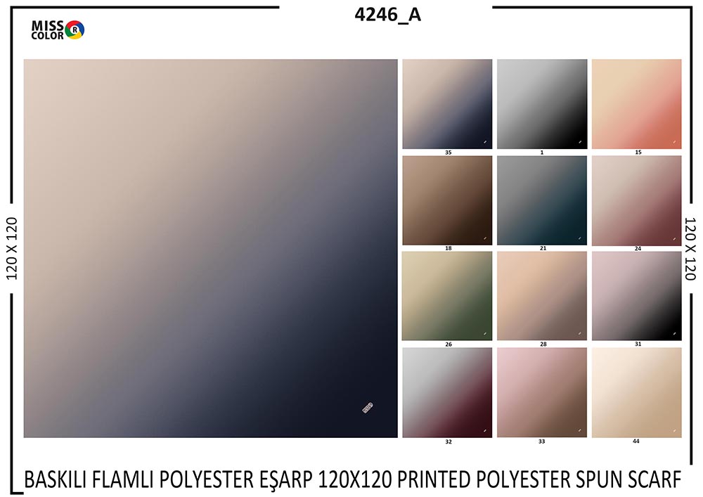 Baskılı Flamlı Polyester Eşarp 4246-A