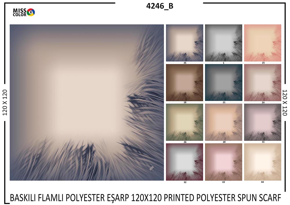 Baskılı Flamlı Polyester Eşarp 4246-B