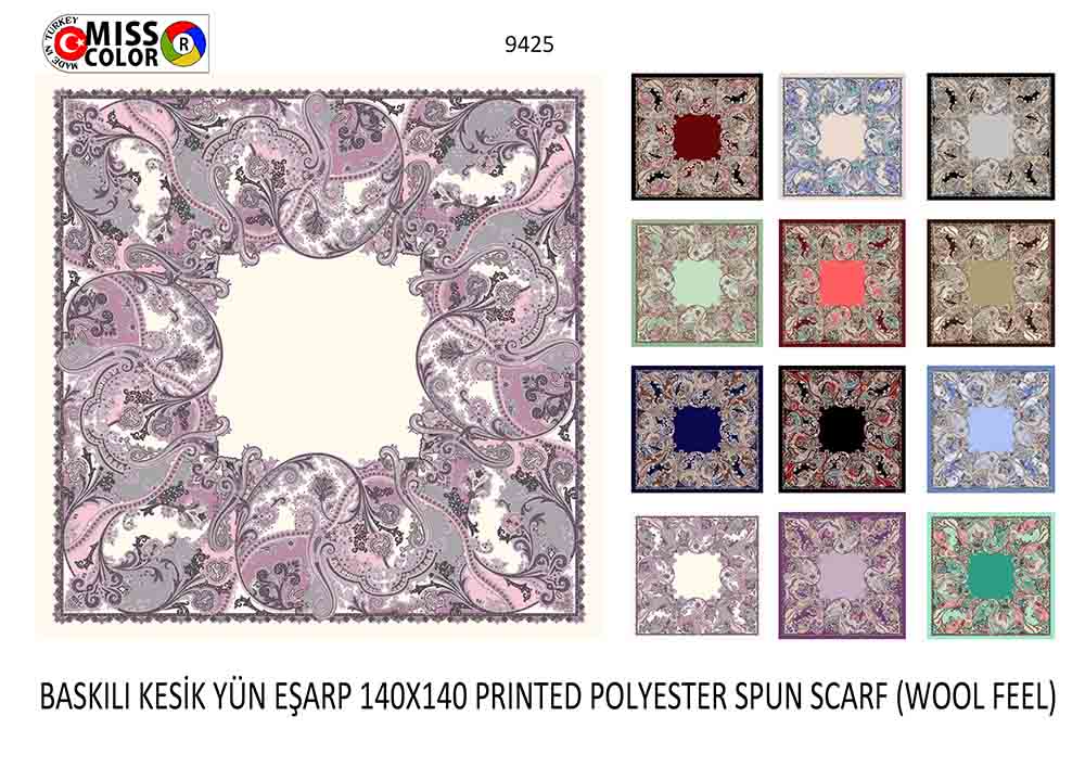 Baskılı Kesik Yün Eşarp 9425
